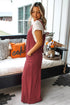 Boho Casual Knotted Back Strap Cotton Bib Front Wide Leg Jumpsuit